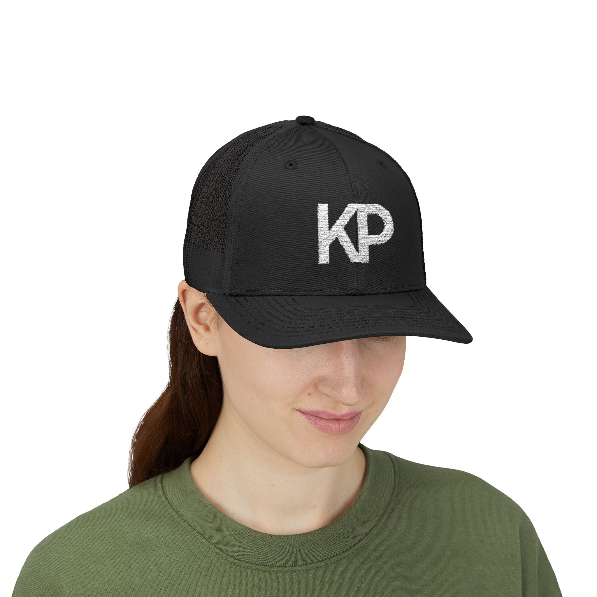 Stylish KP Snapback Trucker Cap - Trendy Black Hat for Everyday Wear