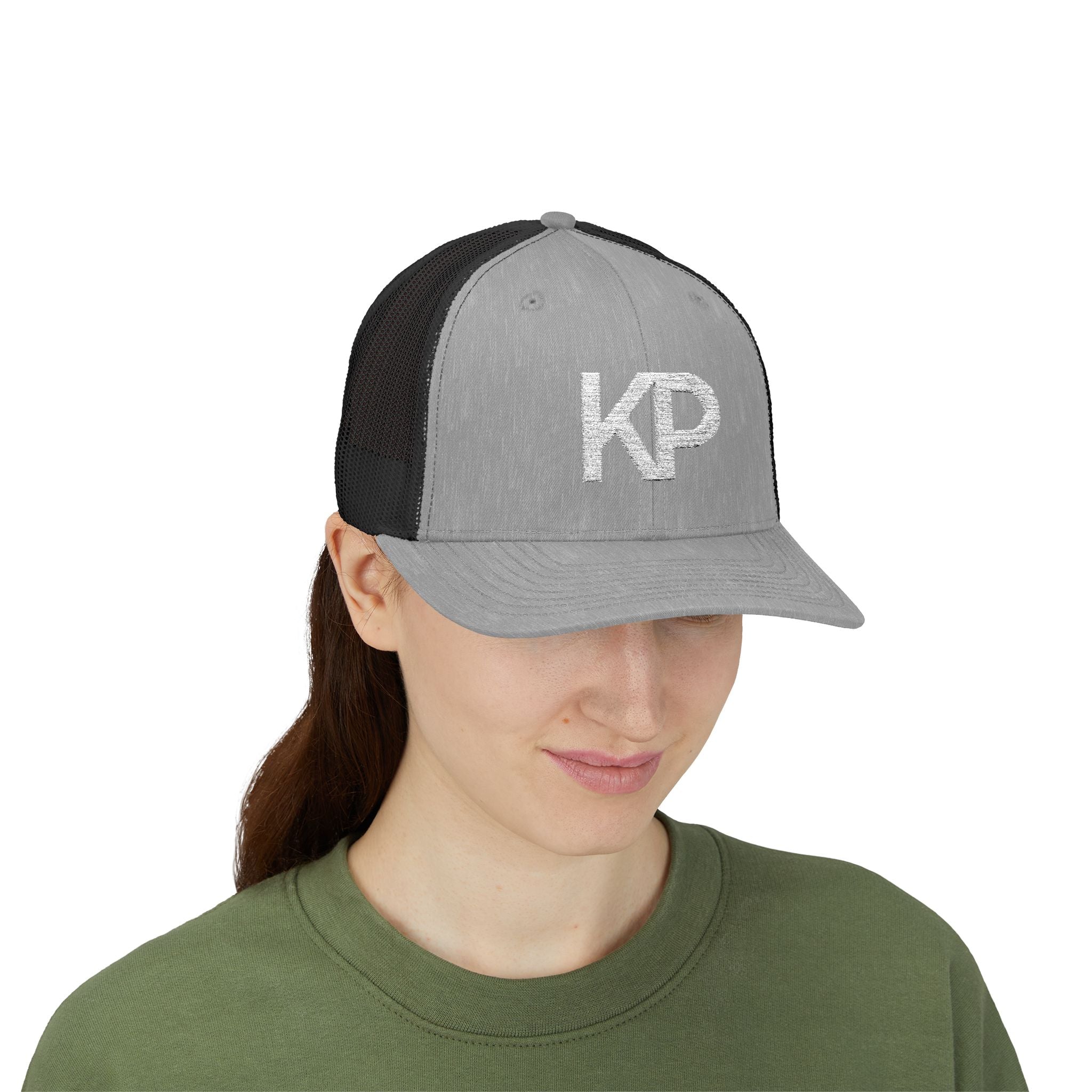 Stylish KP Snapback Trucker Cap - Trendy Black Hat for Everyday Wear
