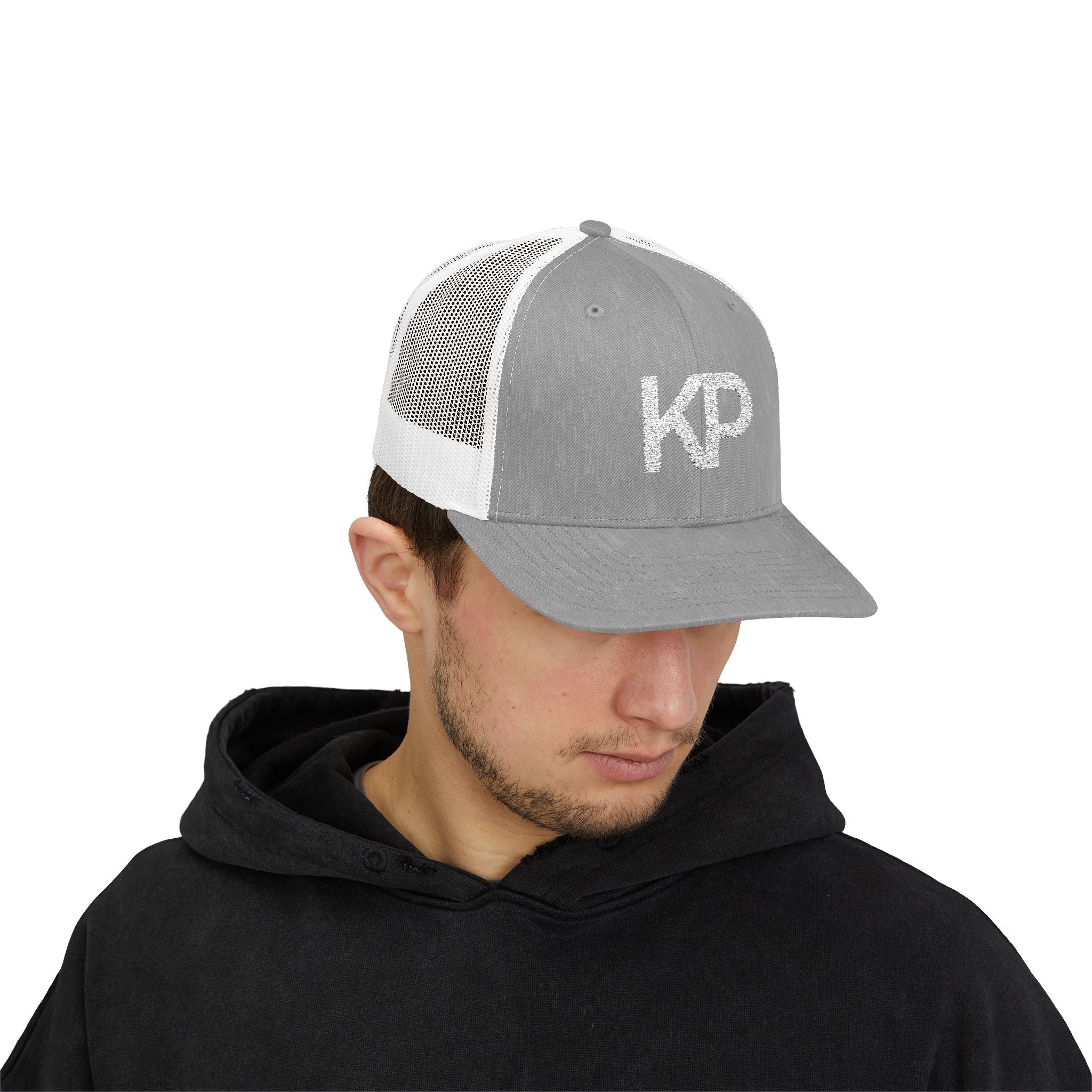 Stylish KP Snapback Trucker Cap - Trendy Black Hat for Everyday Wear